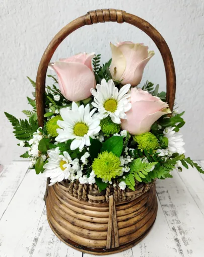 Cesta Rosas Rosadas Mamá 🌸