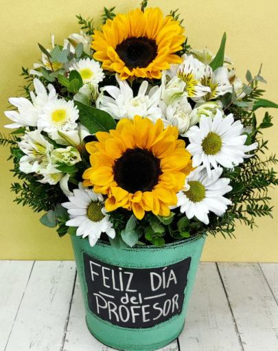 Balde pizarra Girasoles edición especial "Feliz día del Profesor" ✍