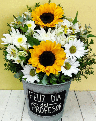 Balde pizarra Girasoles edición especial "Feliz día del Profesor" ✍