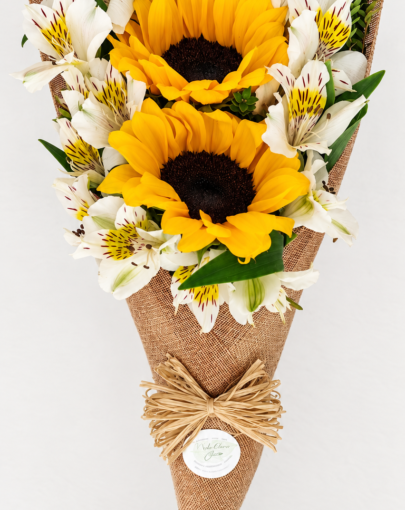 Cono Girasoles Flores Amarillas